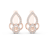 Rose gold 0.36 ct lab grown diamond double teardrop huggie earrings, front view