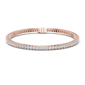 Rose gold oval cut diamond tennis bracelet, close-up view