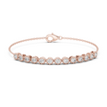 Rose gold round diamond chain bracelet, close-up view