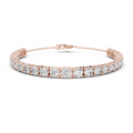 Rose gold graduated round diamond tennis bracelet, close-up view