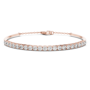 Rose gold diamond bar bangle bracelet, close-up view