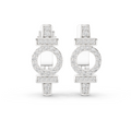 White gold 0.45 ct lab grown diamond art deco circle huggie earrings, front view