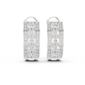 White gold wide pavé lab grown diamond huggie hoop earrings, front view