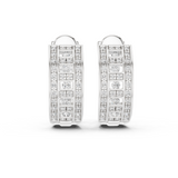 White gold wide pavé lab grown diamond huggie hoop earrings, front view