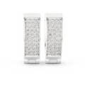 White gold 0.54 ct lab grown diamond three-row pavé huggie hoop earrings, front view