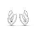 Lab Grown Diamond Open Leaf Huggie Earrings in white gold