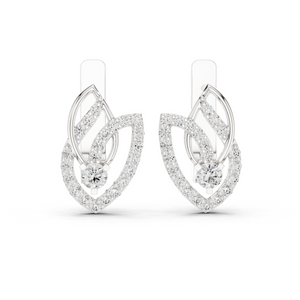 Lab Grown Diamond Open Leaf Huggie Earrings