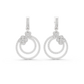 White gold 1.08 ct lab grown diamond double circle drop earrings, front view