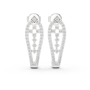 White gold 0.50 ct lab grown diamond open teardrop drop earrings, front view