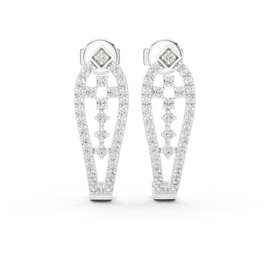 White gold 0.50 ct lab grown diamond open teardrop drop earrings, front view