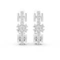 White gold 0.30 ct lab grown diamond flower cluster huggie earrings, front view