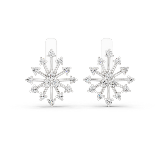Lab Grown Diamond Starburst Stud Earrings in white gold