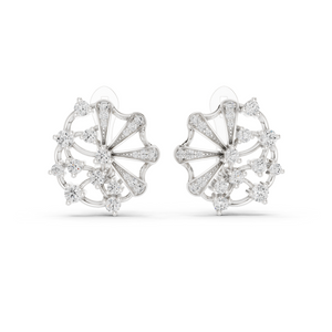 Lab Grown Diamond Fan Cluster Stud Earrings