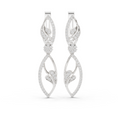 White gold 0.73 ct lab grown diamond floral vine leverback drop earrings, front view