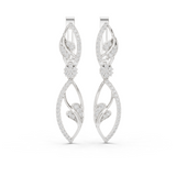 White gold 0.73 ct lab grown diamond floral vine leverback drop earrings, front view