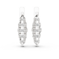 White gold 0.26 ct lab grown diamond graduated bezel huggie earrings, front view