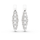 White gold 0.26 ct lab grown diamond graduated bezel huggie earrings, front view