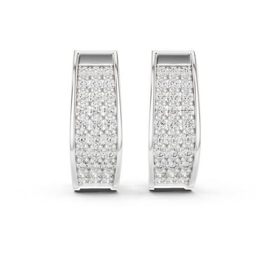 Lab Grown Diamond Graduated Pavé Huggie Earrings in white gold