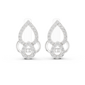 White gold 0.36 ct lab grown diamond double teardrop huggie earrings, front view