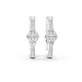 White gold lab-grown diamond cluster hoop earrings