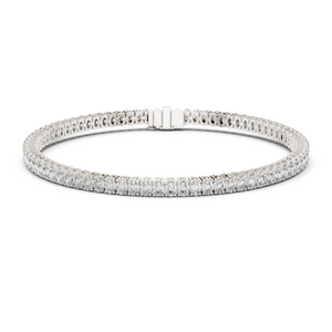 White gold oval cut diamond tennis bracelet, close-up view