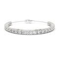 White gold graduated round diamond tennis bracelet, close-up view