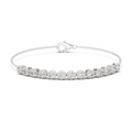 White gold round diamond chain bracelet, close-up view
