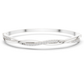 White gold twisted diamond bangle bracelet, close-up view