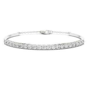 White gold diamond bar bangle bracelet, close-up view
