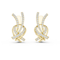 Yellow gold 0.51 ct lab grown diamond love knot huggie earrings, front view