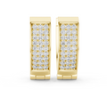 Yellow gold 0.54 ct lab grown diamond three-row pavé huggie hoop earrings, front view