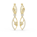 Yellow gold 0.73 ct lab grown diamond floral vine leverback drop earrings, front view