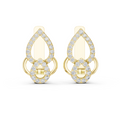 Yellow gold 0.36 ct lab grown diamond double teardrop huggie earrings, front view