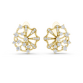 Lab grown diamond fan cluster stud earrings in yellow gold, front view