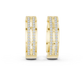 Yellow gold 0.51 ct lab grown diamond double row hoop earrings, front view