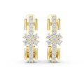 Yellow gold 0.30 ct lab grown diamond flower cluster huggie earrings, front view