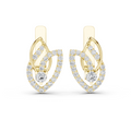 Lab Grown Diamond Open Leaf Huggie Earrings in yellow gold