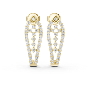 Yellow gold 0.50 ct lab grown diamond open teardrop drop earrings, front view