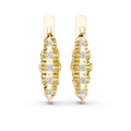 Yellow gold 0.26 ct lab grown diamond graduated bezel huggie earrings, front view