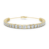Yellow gold graduated round diamond tennis bracelet, close-up view