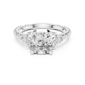 White gold 2.43 CT lab grown diamond cushion cut solitaire ring, front view