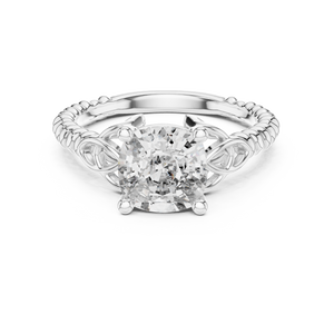 White gold 2.43 CT lab grown diamond cushion cut solitaire ring, front view