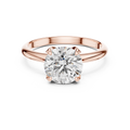 Rose gold 1.5 CT lab grown diamond round cut solitaire ring, front view