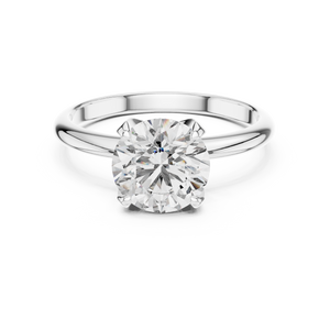White gold 1.5 CT lab grown diamond round cut solitaire ring, front view