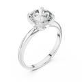 White gold lab grown diamond round cut solitaire ring, angled view