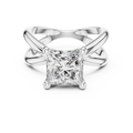 White gold 3 CT lab grown diamond princess cut solitaire ring, front view