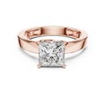 Rose gold 1.5 CT lab grown diamond princess cut solitaire ring, front view