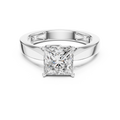 White gold 1.5 CT lab grown diamond princess cut solitaire ring, front view