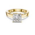 Yellow gold 1.5 CT lab grown diamond princess cut solitaire ring, front view