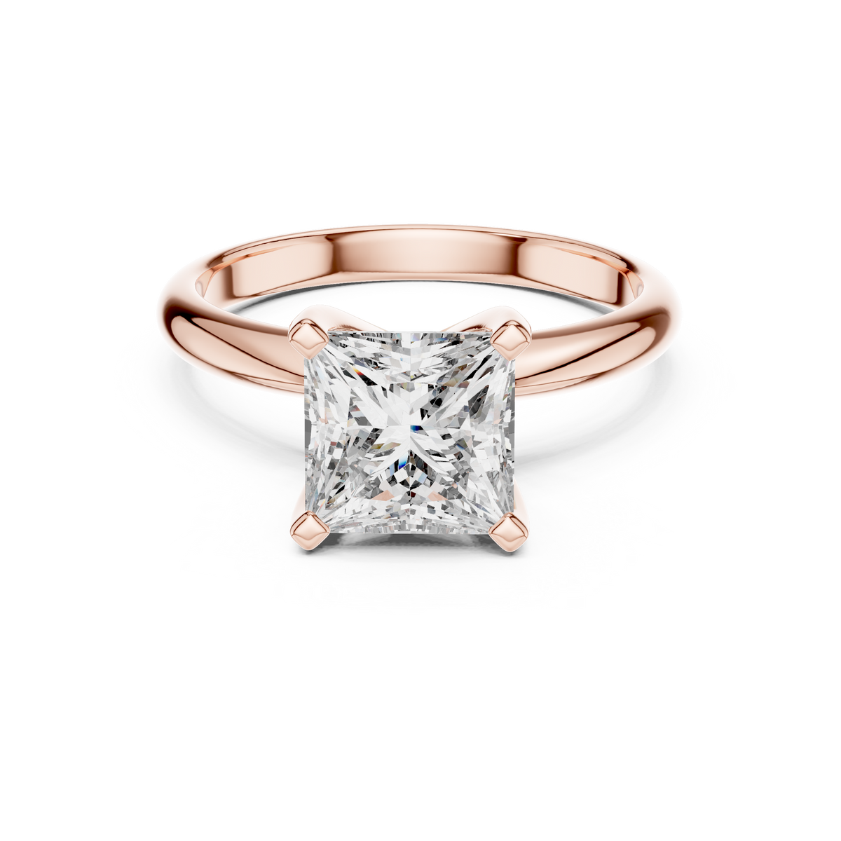 2 CT Princess Cut Classic Solitaire Lab Grown Diamond Engagement Ring